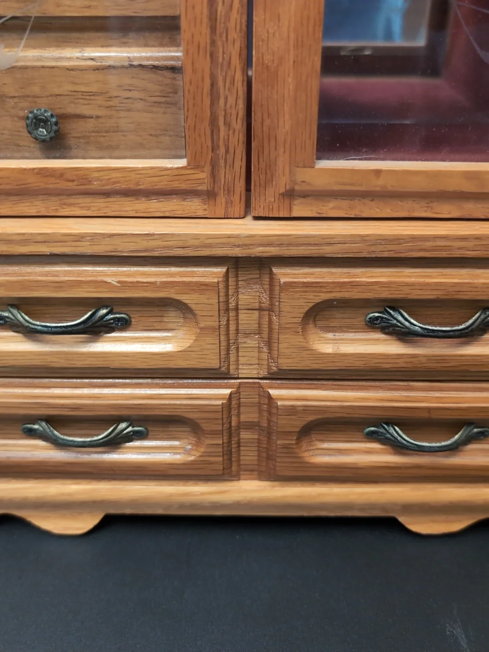 Wood Finish Jewelry Armoire with Glass Doors - Brown